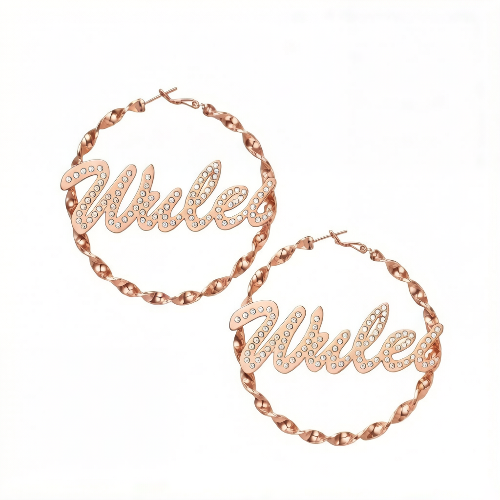 Personalized Pavé Name Hoop Earrings